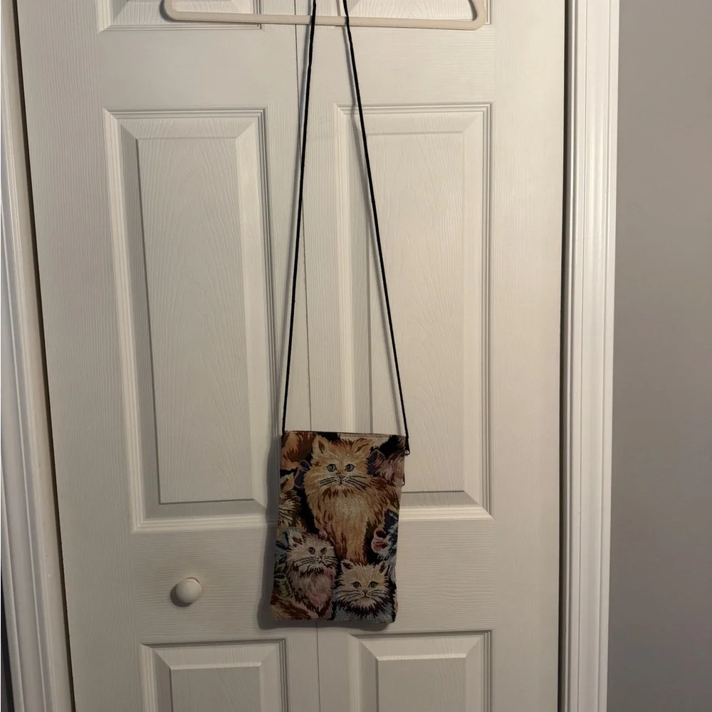 Cat Tapestry Crossbody Bag Purse - Picture 4 of 6